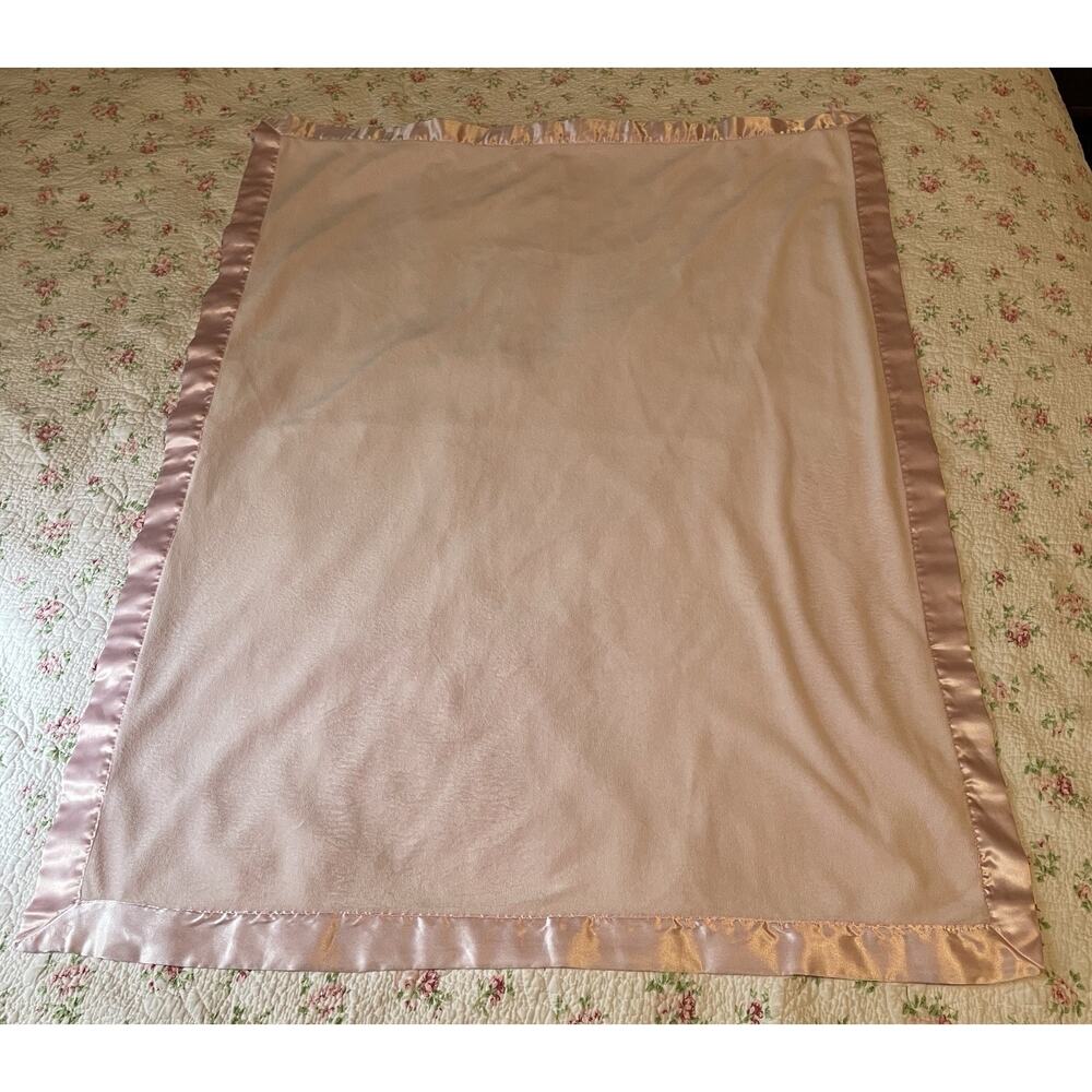 Bright Future Baby Blanket Satin Backing Trim Pink Acrylic 38”x28”